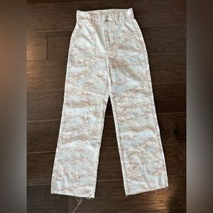 JOE’s Jeans, high rise, wide leg crop fit, a light camo color